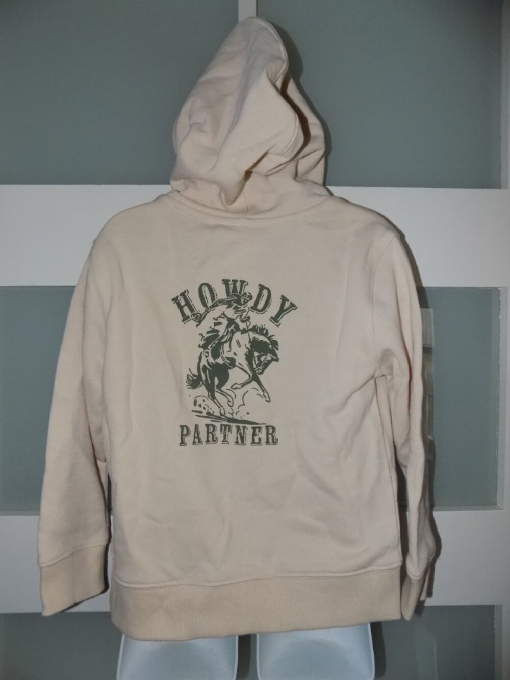 Janie And Jack Cream Howdy Partner Hoodie Sweatshirt Size 6 Boy's NEW